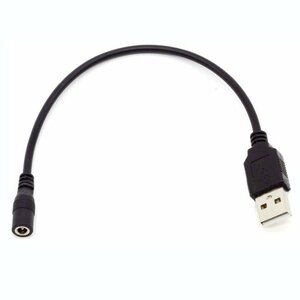【VAPS_1】USB電源ケーブル USBオス to DCジャックメス(3.5/1.35mm) ブラック 15cm 送込
