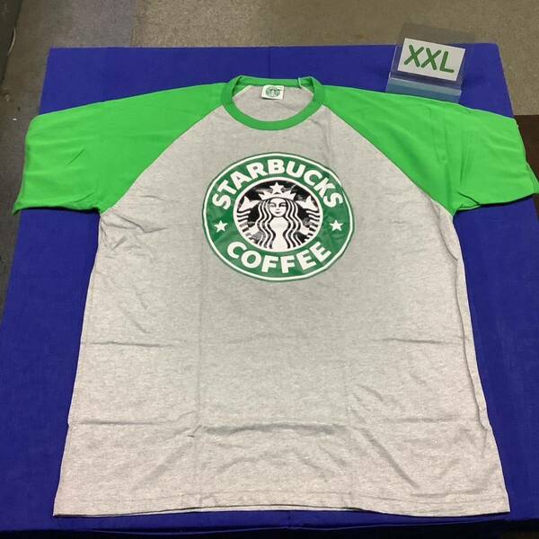 SR10D3. ラグランTシャツ　XXLサイズ　STARBUCKS COFFEE スターバックスコーヒー　半袖 Tシャツ 灰色