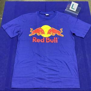 SR10B3. デザインTシャツ Lサイズ　青　Red Bull レッドブル　半袖プリントTシャツ