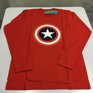SR3A4♪ 両面プリントデザインロングTシャツ キャプテンアメリカ Lサイズ 赤