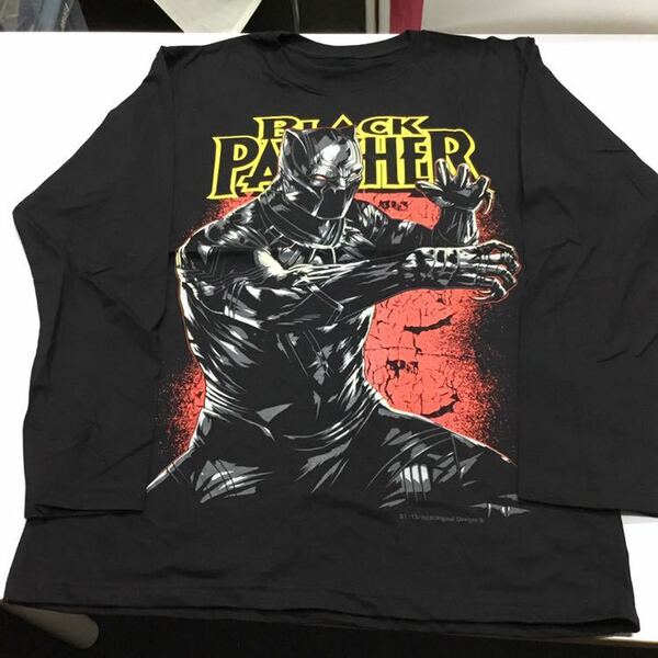 SR4A1♪ デザインロングTシャツ Lサイズ ブラックパンサー BLACK PANTHER