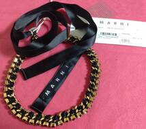 【未使用 マルニ ネックレス MARNI】クリスタル　メタル　リボン_画像2