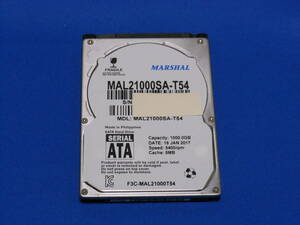 ■MARSHAL MAL21000SA-T54 2.5インチHDD 1TB 使用時間96時間 ほぼ新品 5400rpm