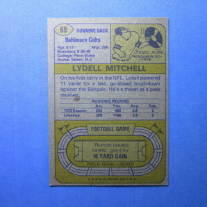 1974 Topps Football #69 Lydell Mitchellの画像2