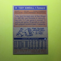 NBA 1972-73 Topps #68 Toby Kimball_画像2