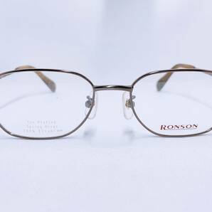 B-16 メガネ メガネフレーム 眼鏡 RONSON ロンソン ブランド チタン 軽量 17g フルリム 金属 メンズ 男性 女性 レディース シンプル 茶色の画像2