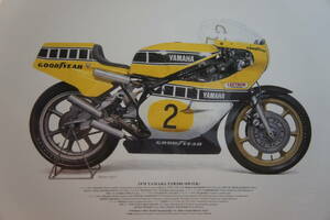 イラストポスター A3版 1978 YAMAHA YZR500（0W35K）ヤマハ ２サイクル レーサー ケニー・ロバーツ 検：バイク オートバイ レーサー