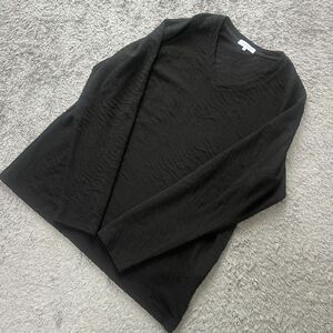 大きいサイズ♪メンズ♪立体デザイン柄Vネック長袖Tシャツ黒3L★新品47