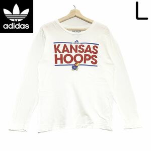 輸入古着 adidas アディダス ロンT バスケットボール カレッジロゴ KANSAS HOOPS