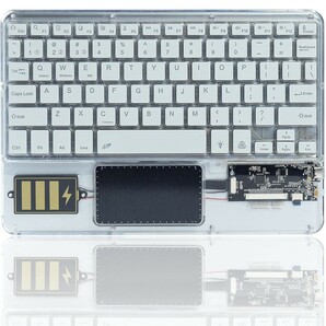 y012508fm 透明キーボード 3.0 Bluetooth 薄型 コンパクト Type-C 充電式 英語配列 9.7-10.5インチ タブレット スマホ 用 ホワイト