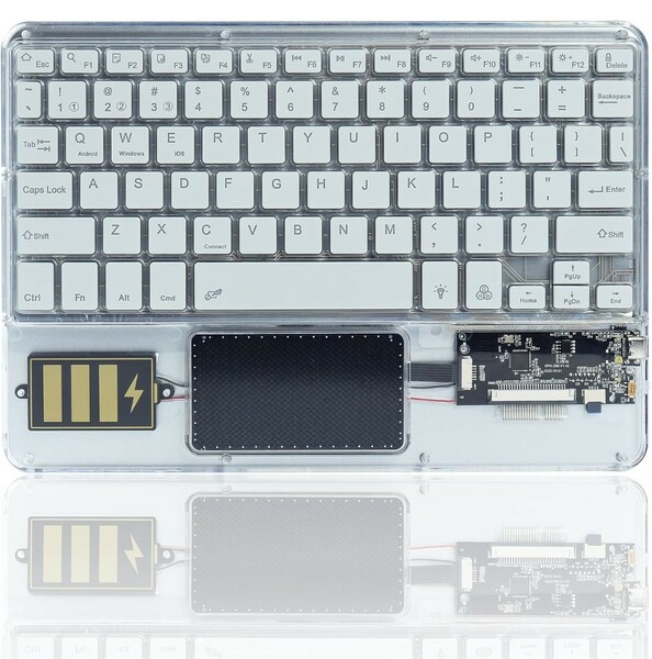 y012508fm 透明キーボード 3.0 Bluetooth 薄型 コンパクト Type-C 充電式 英語配列 9.7-10.5インチ タブレット スマホ 用 ホワイト