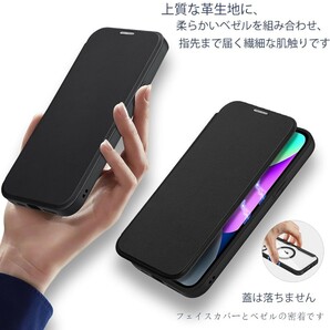 y011217fm iphone 15 Pro ケース 手帳型 ワイヤレス充電 対応 薄型 軽量 背面クリア カード収納 耐衝撃 ブラックの画像2