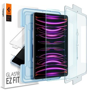 y010518fm Spigen EZ Fit ガラスフィルム iPad Pro 12.9 第6世代 M2 2022 、iPad Pro 12.9 2021、2020、2018 用 貼り付けキット付き