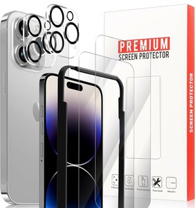 y012515fm AUNEOS iphone15 Pro Max 用 ガラスフィルム (2枚)＋カメラ保護 フィルム (1枚)旭硝子 素材全面保護 硬度9H 高透過率