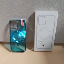 y010923fm CD MagSafeリング・スタンド一体 iPhone 14 用 クリアケース メッキバンパー シエラブルー_画像1