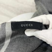 【贅沢品の極み】GUCCI グッチ　ストール　ウール　GG 総柄　ライン　グレー　リバーシブル　フリンジ_画像4