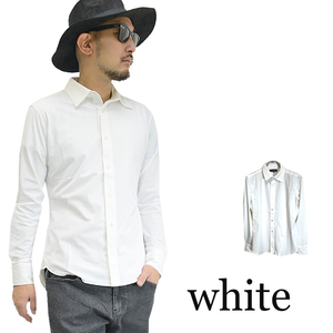 スーパーストレッチ 長袖シャツ メンズ レギュラーカラーシャツ 9063n133 メンズ シャツ 新品ホワイト M