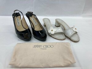 レディース 靴2点おまとめ Louis Vuitton ヴィトン サンダル 37サイズ / JIMMY CHOO ジミーチュウ パテント ブラック 37【CAAL8004】