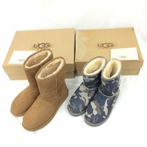 UGG アグ ムートンブーツ CLASSIC SHORT-MEN’S サイズM 8 26.0cm/KID'S CLASSIC　BLUE CAMO　サイズ 5 22.0cm 2点 おまとめ【BLBB1002】_画像1