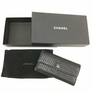 CHANEL ラムスキン シャネル Vステッチ 長財布 箱付き【CAAG8017】