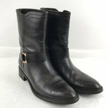 Salvatore Ferragamo サルヴァトーレフェラガモ ガンチーニ レザーショートブーツ OA 1986 030 サイズ8 1/2B　箱あり【BLBB4028】_画像2