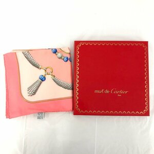 must de Cartier マストドゥ カルティエ 宝飾品 宝石柄 スカーフ シルク 100％ ピンク フランス製【CAAN5035】