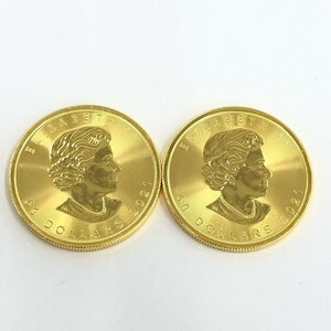 K24 純金 メイプルリーフ金貨 1オンス 2枚セット 総重量62.2g【CAAX3066】