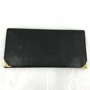 YVESSAINTLAURENT イヴサンローラン レザー 二つ折り 長財布 ウォレット 札入れ カード入れ ブラック系 【CAAY3065】