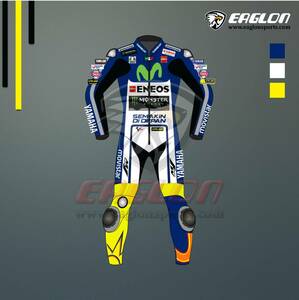 海外 送料込み 　高品質　バレンティーノ・ロッシ　Yamaha MotoGP 2015 レーシングレザースーツ 　 サイズ各種　本革　レプリカ