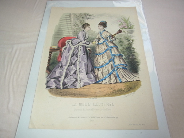 美品希少1874年(明治7年)銅版画■フランス ファッション誌 『La Mode illustree（ラ・モード・イリュストレ）』No.24 ファッションプレート