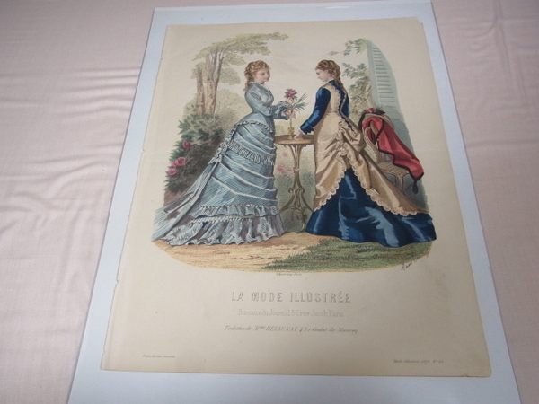 美品希少1876年(明治9年)銅版画■フランス ファッション誌 『La Mode illustree（ラ・モード・イリュストレ）』No.25 ファッションプレート