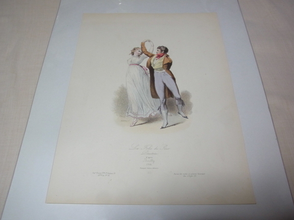 美品希少1865年（元治元年）スチール彫刻版画■パリ ファッション画『Hippolyte Pauquet（ヒッポライト・ポーケ）』PL.85 La Folie Du Jour