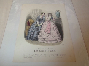 極美品希少1848年銅版画■フランス ファッション誌『Petit Conrrier Des Dames プチ・クリエ・デ・ダーム）』No.2354 ファッションプレート