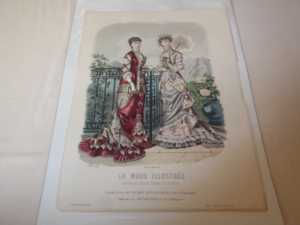 美品希少1879年(明治12年)銅版画！フランス ファッション誌『La Mode illustree（ラ・モード・イリュストレ）』No.33 ファッションプレート