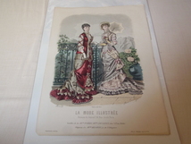美品希少1879年(明治12年)銅版画！フランス ファッション誌『La Mode illustree（ラ・モード・イリュストレ）』No.33 ファッションプレート_画像1
