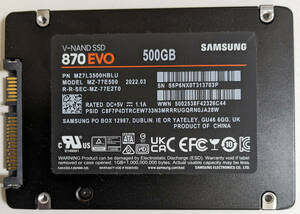 【♪送料無料♪】 SAMSUNG SSD 870 EVO 500GB 2.5インチ 7mm SATA MZ-77E500B/IT サムスン