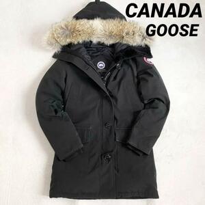 41【極暖】CANADA GOOSE カナダグース bronte parka ブロンテパーカ レディース ブラック ファー ダウン 黒 アウター