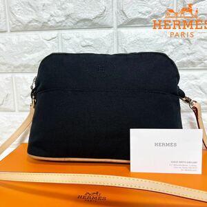 【未使用級美品】HERMES エルメス ボリードMM25 ショルダーバッグ 2way ポーチ 本革 ブラック 黒 Hロゴ刺繍 正規品 希少 廃盤 入手困難