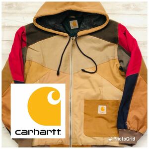 カーハート　carhartt Lくらい　裏ナイロンキルティング　ダックパーカー　ダックジャケット　ワークジャケット