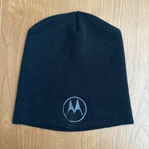 未使用 モトローラ Motorola 販促品 プロモーション ビーニー ブラック 帽子 アクリル イギリス製 刺繍 ロゴ 企業