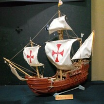 帆船模型 木製 SANTA MARIA サンタ・マリア 完成品 1/45 全長:約79cm 高さ:約68cm 幅:約38cm インテリア 置物 メーカー不明 ジャンク_画像1