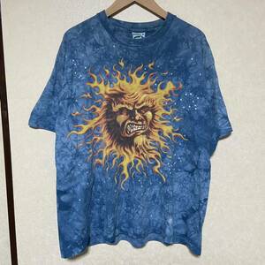 vintage USA製 LIQUID BLUE 半袖Tシャツ リキッドブルー プリントT 太陽 月 青系青XLサイズ表記 ヴィンテージ 古着 Tシャツ