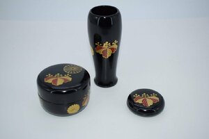 茶道具 茶箱 高台寺蒔絵 棗・茶筅筒・香合 セット 茶道 27-8312