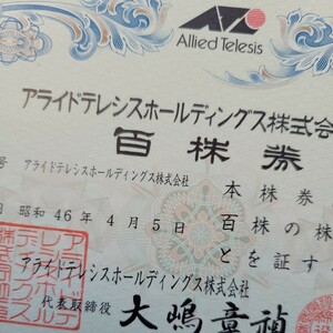 アライドテレシスHD株式会社 百株券