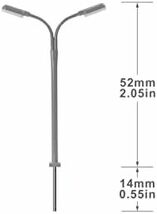 【残りわずか】 ホワイト 52mm 1:220 白色光 二重の街灯柱 5本入り ライト LED 鉄道模型 街灯柱 建物模型 道路灯_画像3