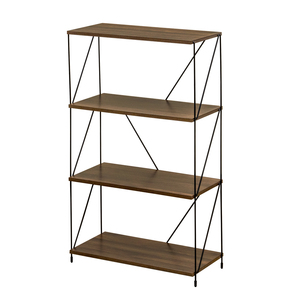 4 step rack display shelf open steel Vintage retro width 60cm locker shelves PLY-03 walnut (WAL)