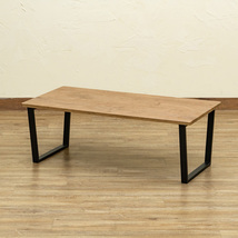 テーブル 90cm×45cm おしゃれ センターテーブル 長方形 カフェテーブル 木目柄天板 スチール脚 UTK-20 ナチュラル(NA)_画像6