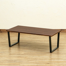 テーブル 90cm×45cm おしゃれ センターテーブル 長方形 カフェテーブル スチール脚 UTK-20 ウォールナット(WAL)_画像4