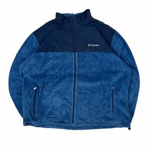 【XXXL】USA古着 コロンビア Columbia ナイロン切り替え フリースジャケット ネイビー 3XL