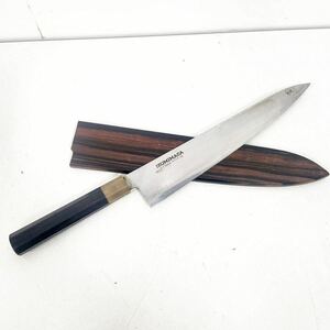 泉正 大型出刃包丁 IZUMIMASA V-1 GOLD モリブデン鋼 全長約458mm 刃渡約296mm 刃こぼれあり 現状【NK0154】